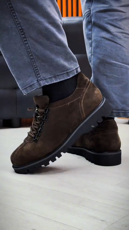 Men's Suede Drawstring Buckle Casual Shoes