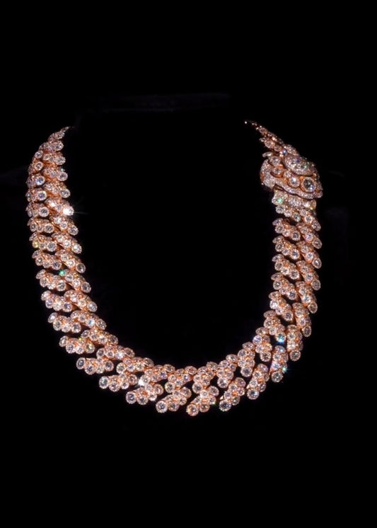 Rose Gold Heavy-Duty Full-Diamond Cuban Necklace