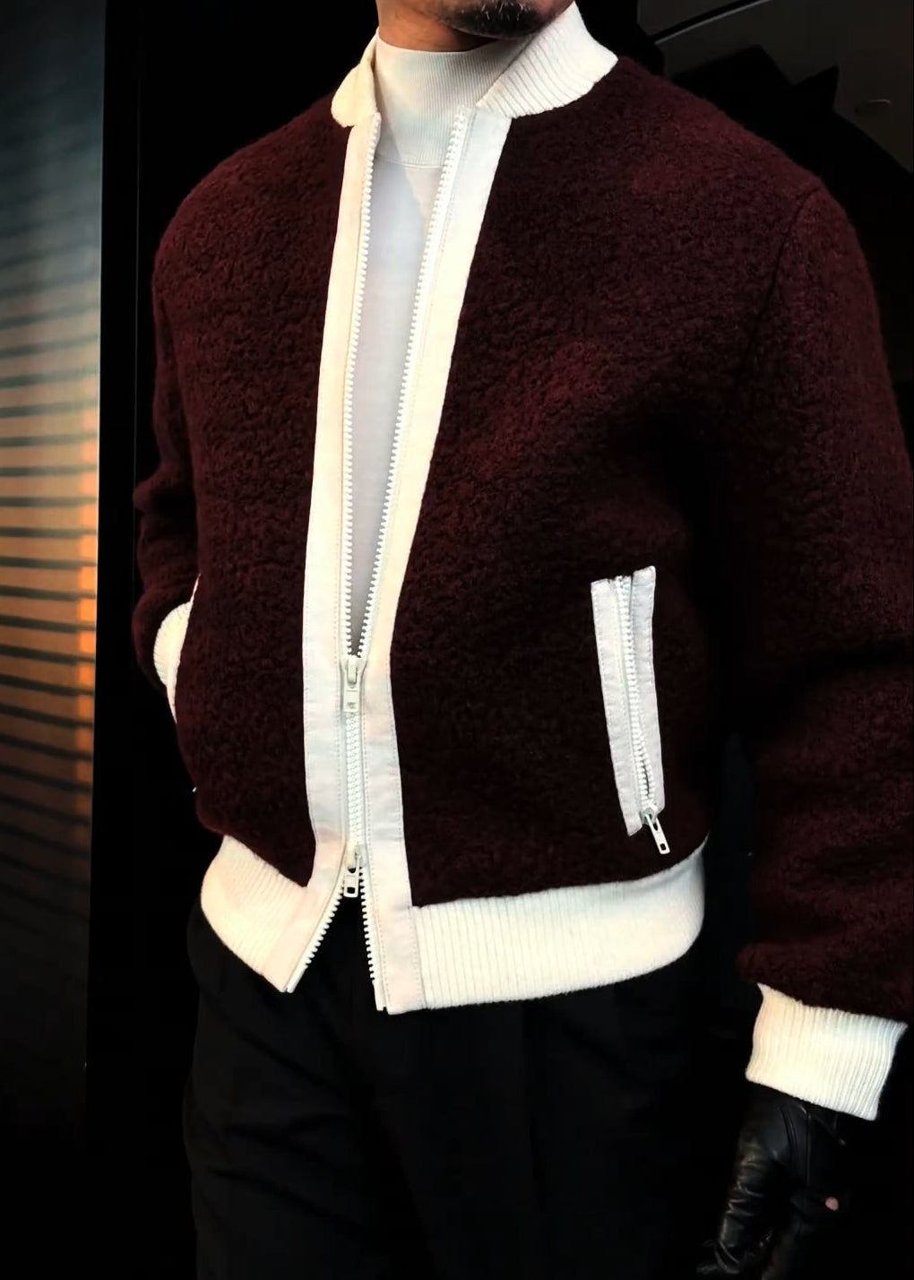 Men’s Fleece-Knit Paneled Jacket