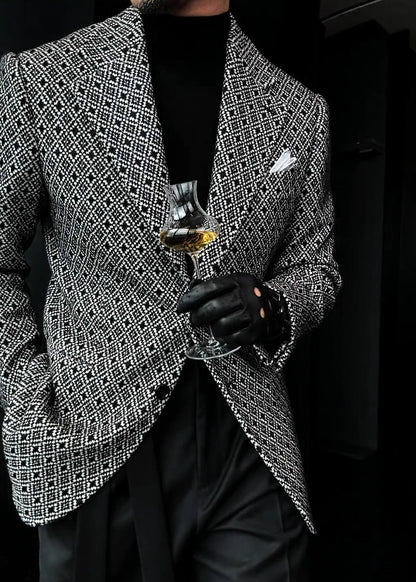 Men’s Diamond-Quilted Jacquard Suit Jacket