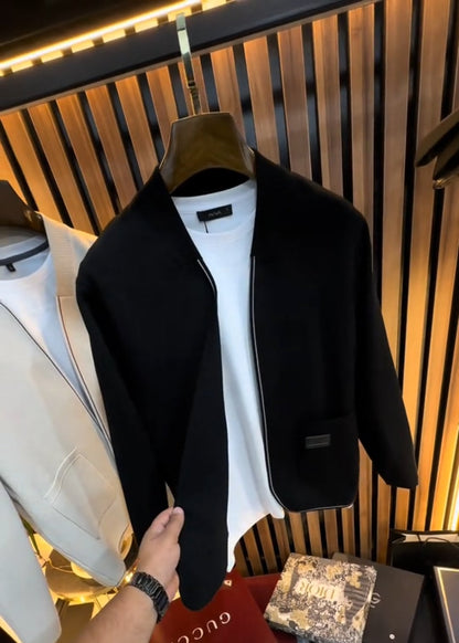 Men’s Striped Knit Cardigan with Inner Print