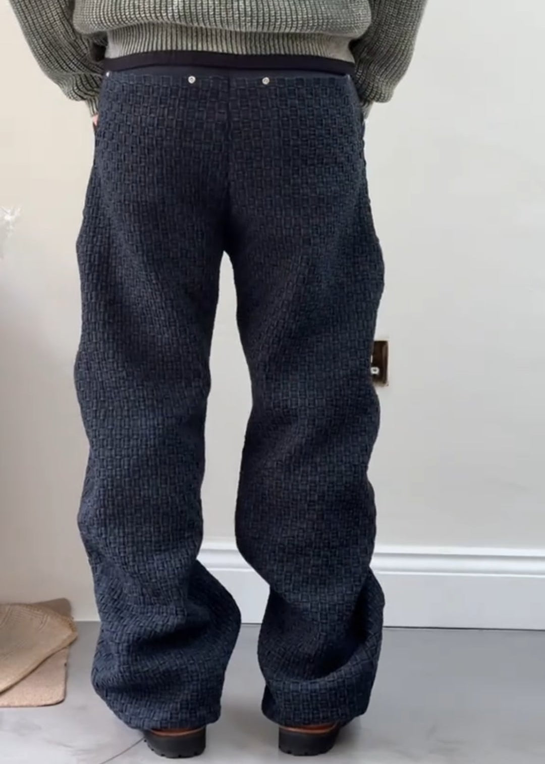 Men’s Hand-Knitted Dark Wash Denim Jeans