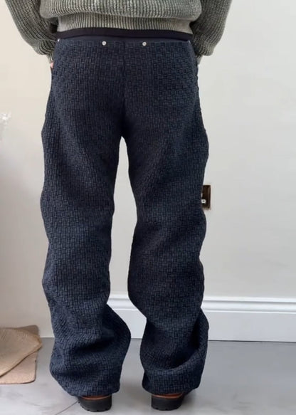 Men’s Hand-Knitted Dark Wash Denim Jeans