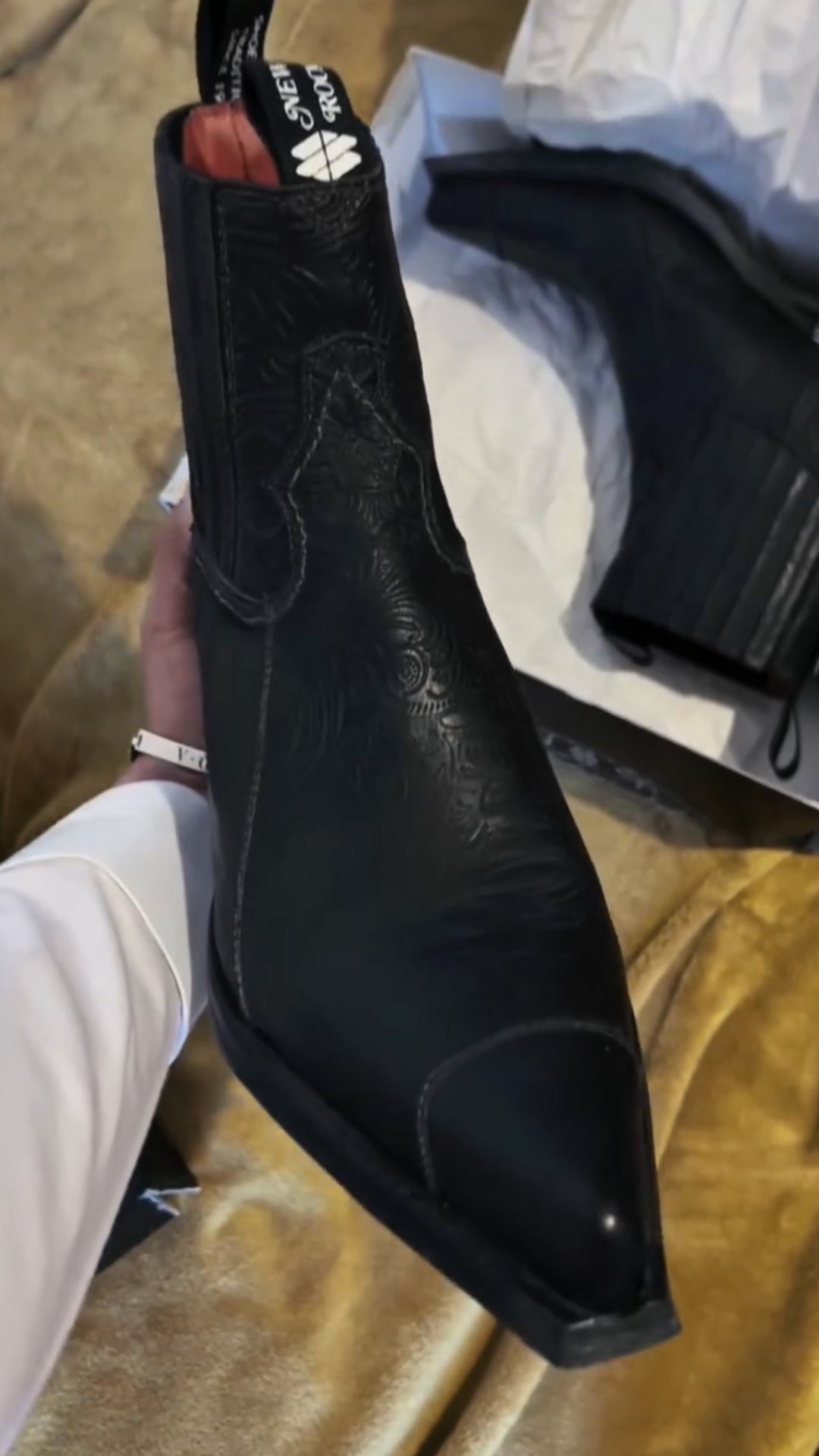 Vintage Distressed & Embossed Genuine Leather Ankle Boots