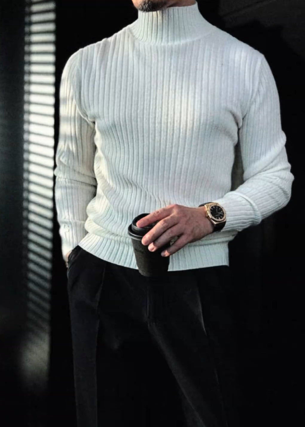 Men's Textured Sweater with Cross Accents