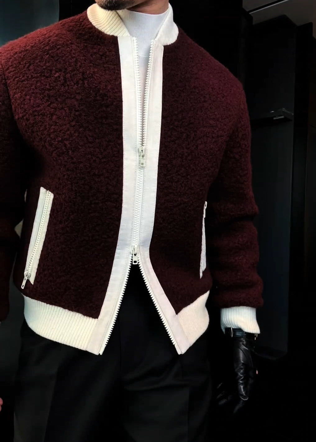 Men’s Fleece-Knit Paneled Jacket