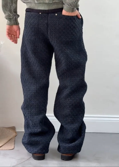Men’s Hand-Knitted Dark Wash Denim Jeans