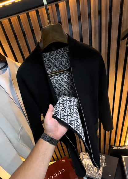 Men’s Striped Knit Cardigan with Inner Print