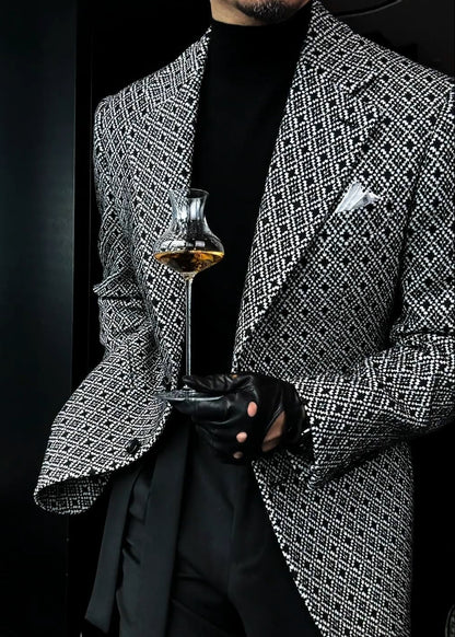 Men’s Diamond-Quilted Jacquard Suit Jacket
