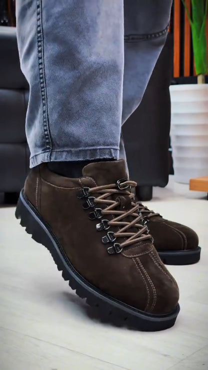 Men's Suede Drawstring Buckle Casual Shoes