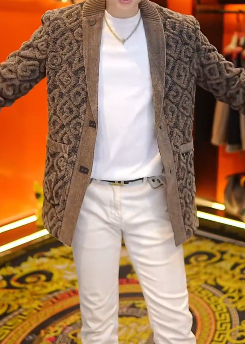 Men’s Comfortable Warm Wool Blend Ribbed Jacket