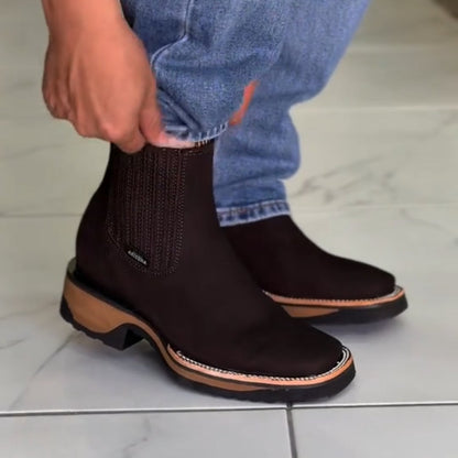 Men's Square-Toe Western Chelsea Ankle Boots