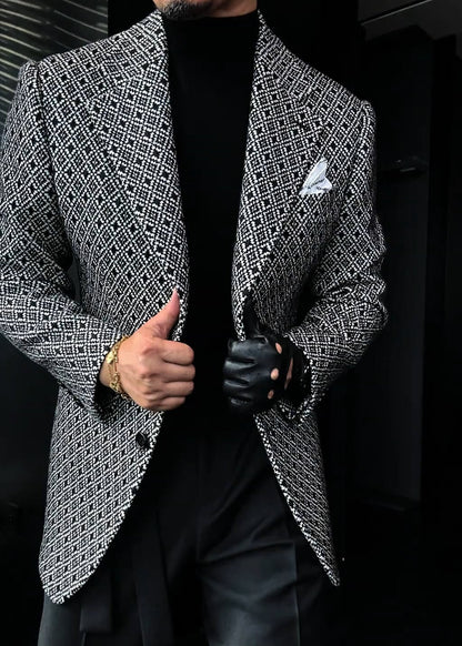 Men’s Diamond-Quilted Jacquard Suit Jacket