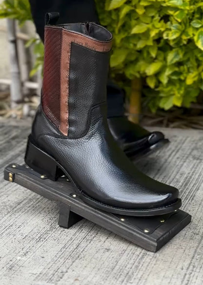 Men's Square-Toe Block Heel Retro Fashion Boots