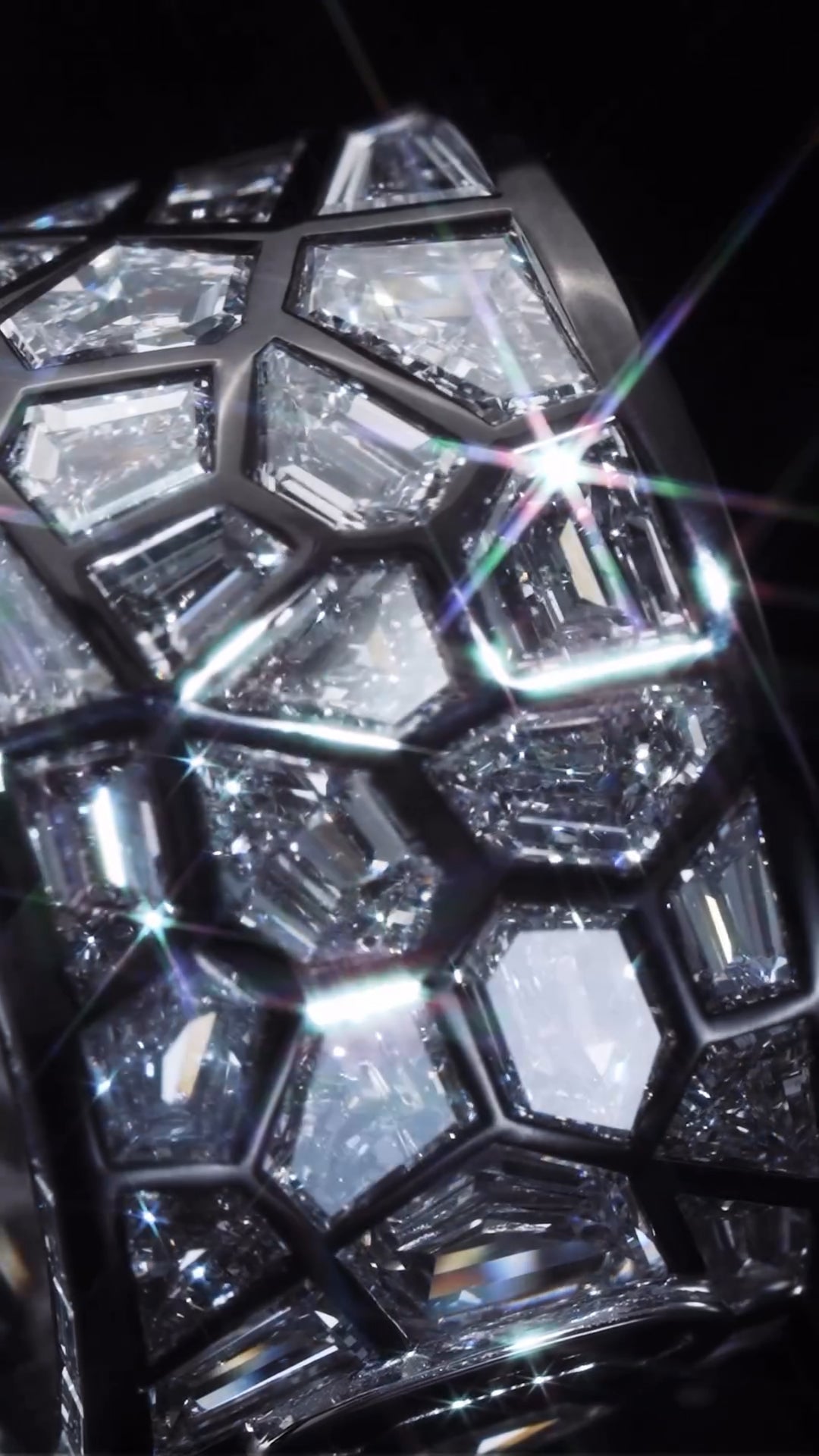 Heavy-Duty Sparkling White Gold Crushed Brick Ring