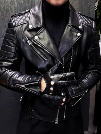 Men's Biker-Style Leather Jacket