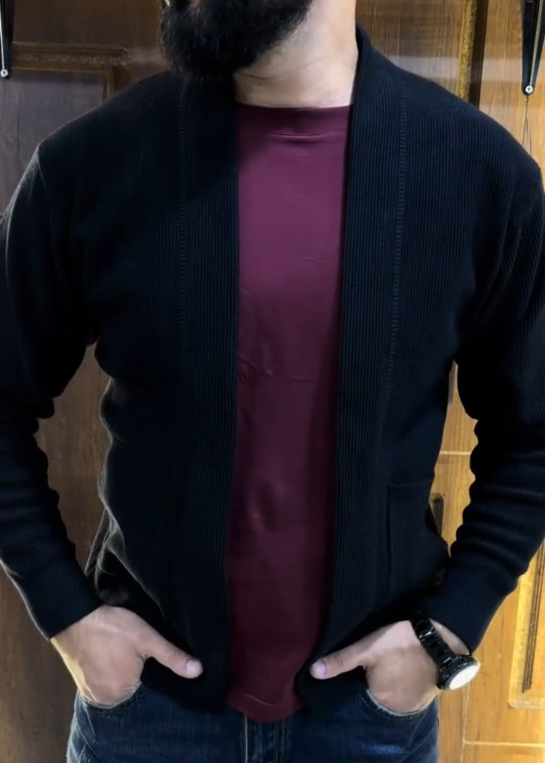 Men’s Fake Two-Piece Knitted Cardigan