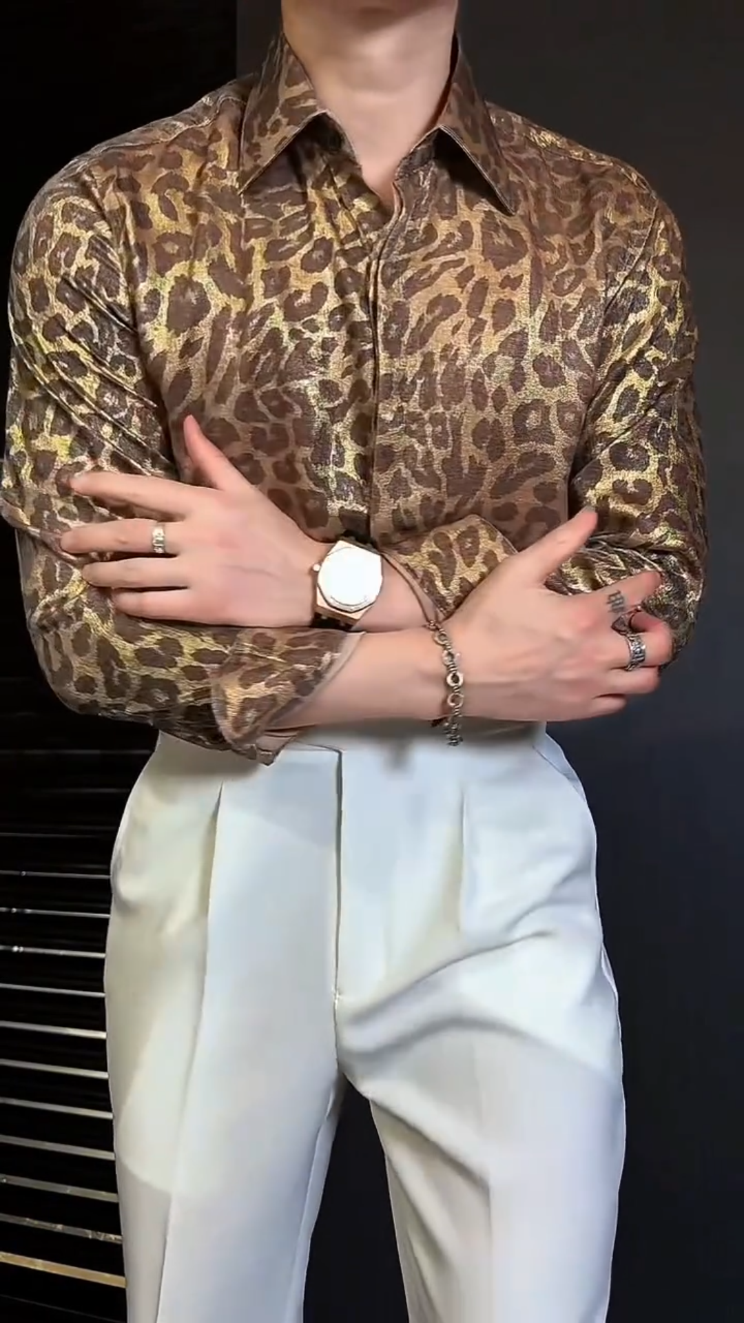 Men's Leopard Print Silky Comfort Shirt