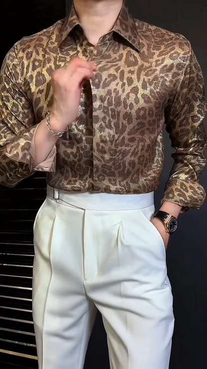 Men's Leopard Print Silky Comfort Shirt