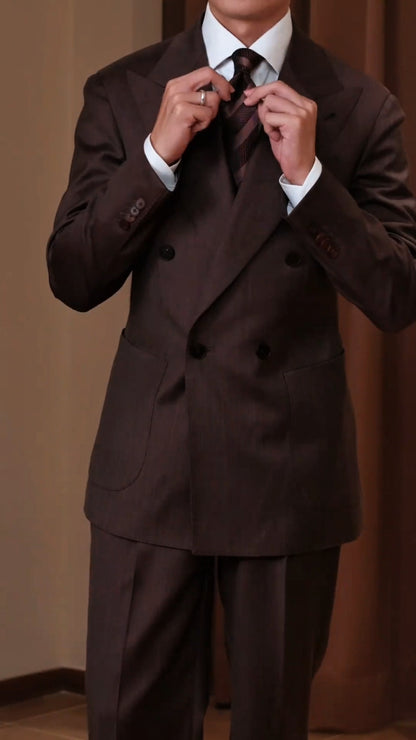 Men’s Wood-Grain Peak-Lapel Suit Set