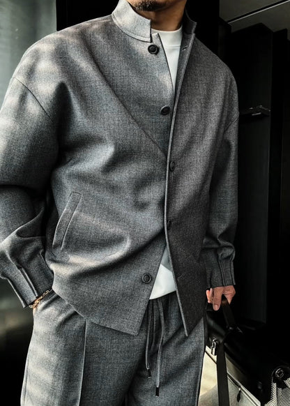 Men’s Casual Stand-Collar Fashion Suit Set