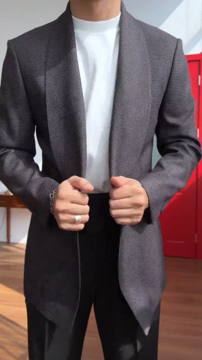 Men's Fine Check Blazer with Inner Print