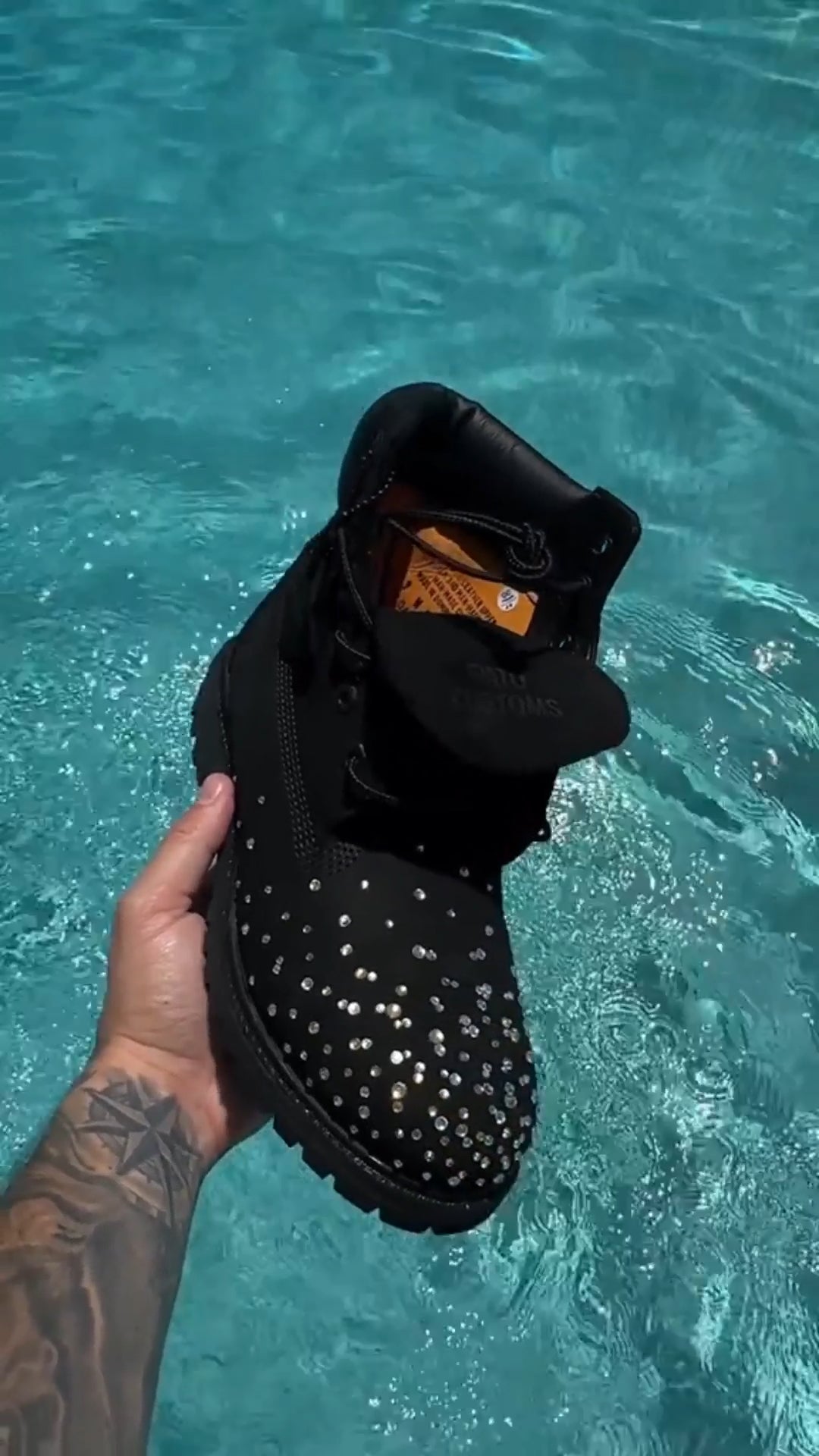 Fashionable High-Top Martin Boots with Rhinestones