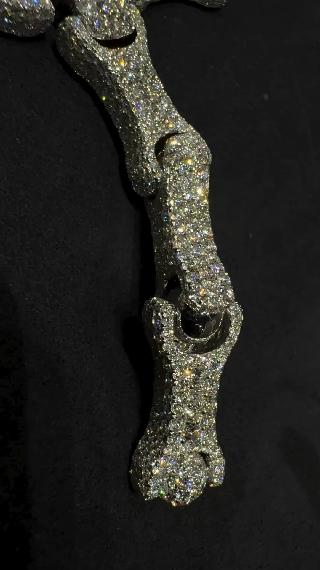 Movable Pavé Diamond Cross-and-Bone Chain