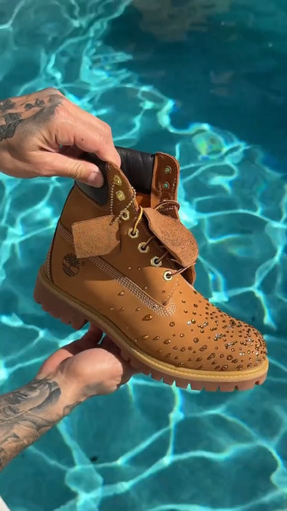 Fashionable High-Top Martin Boots with Rhinestones