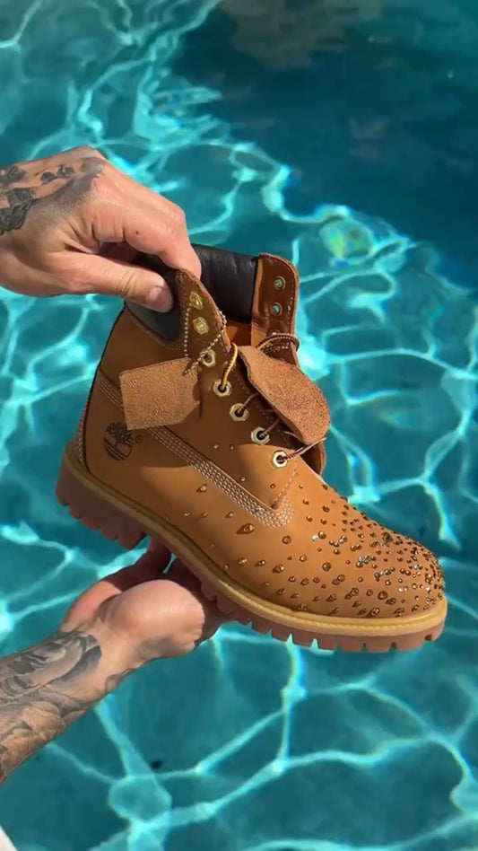 Fashionable High-Top Martin Boots with Rhinestones