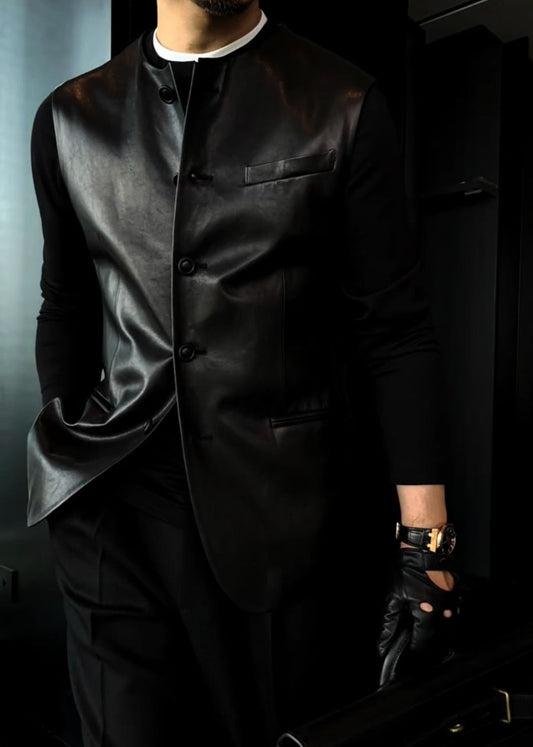 Men's Autumn Versatile Crew Neck Sleeveless Sheepskin Jacket