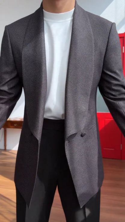 Men's Fine Check Blazer with Inner Print