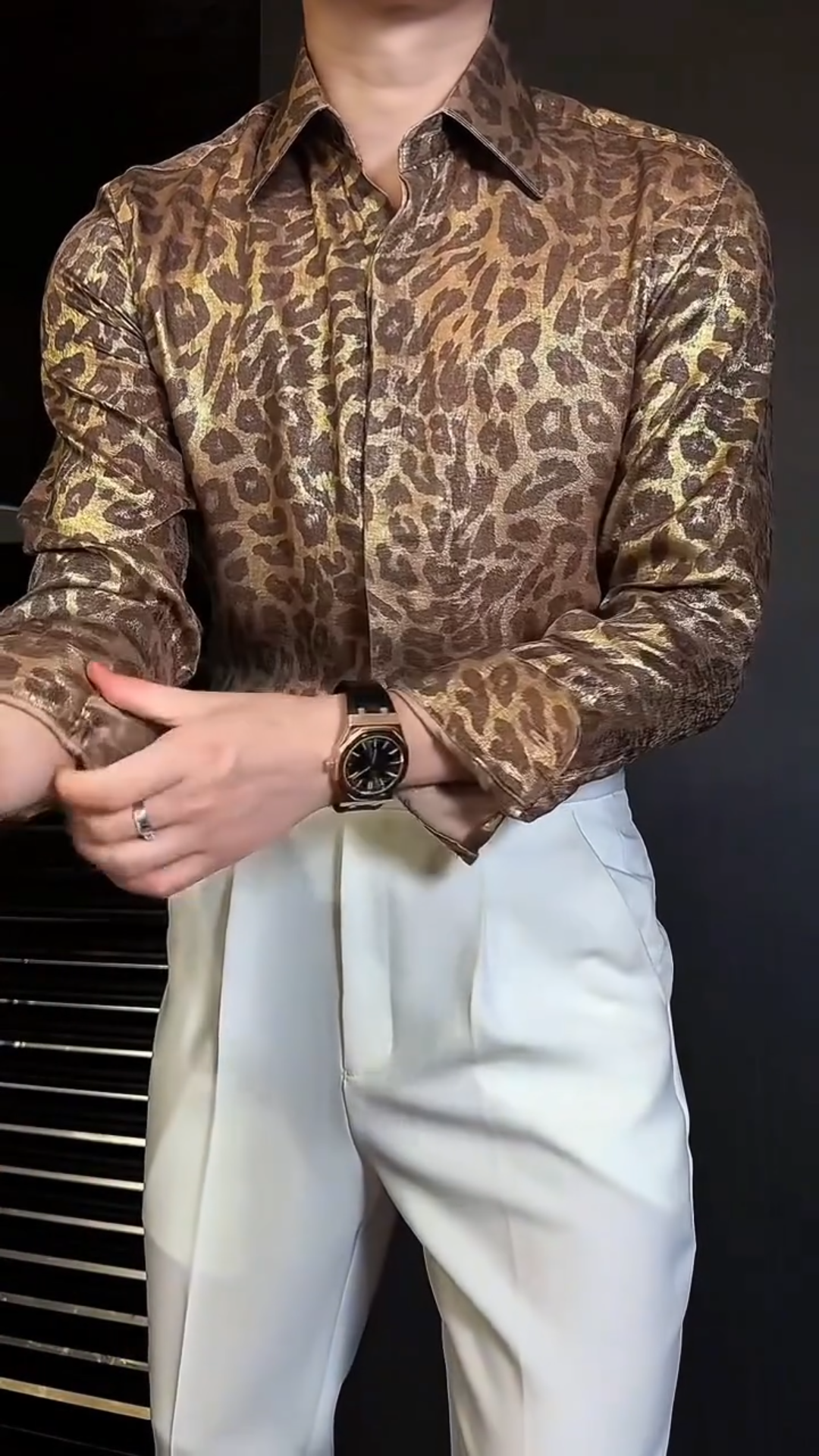 Men's Leopard Print Silky Comfort Shirt