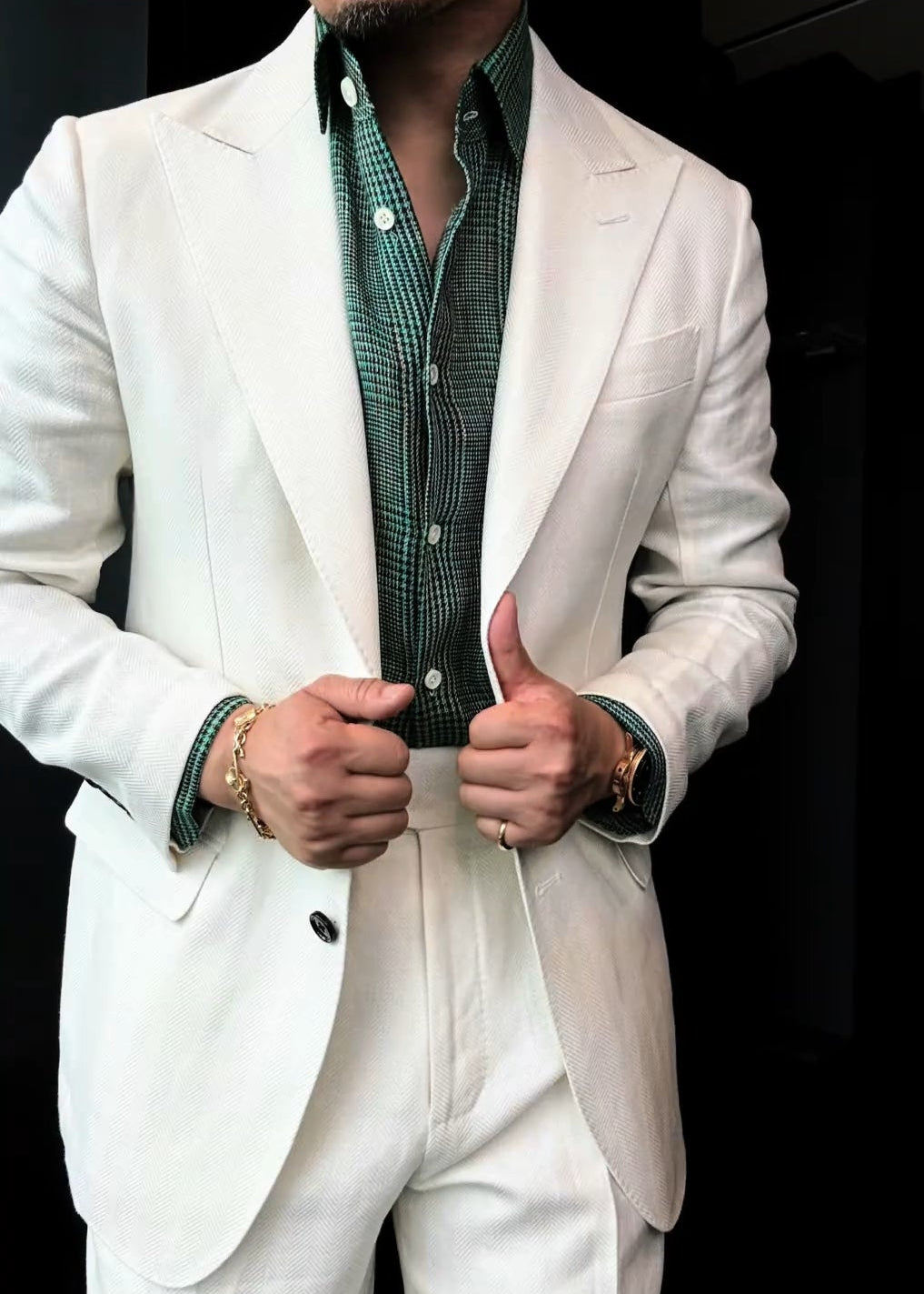 Men’s Slightly Relaxed-Fit Linen Plaid Shirt