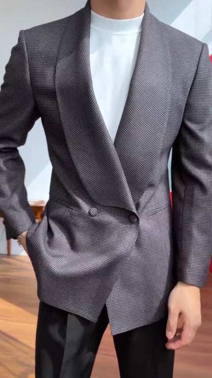 Men's Fine Check Blazer with Inner Print