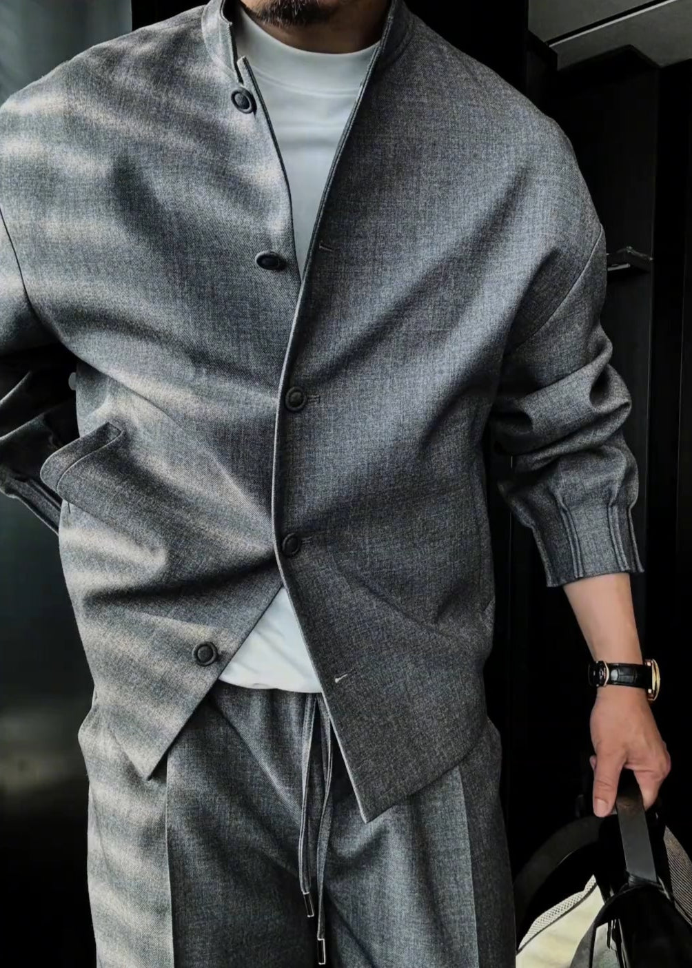 Men’s Casual Stand-Collar Fashion Suit Set