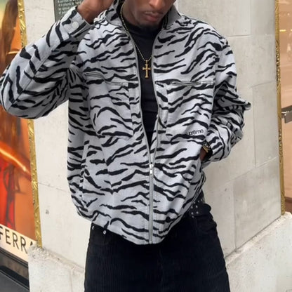 Men’s Comfortable Trendy Zebra Print Jacket