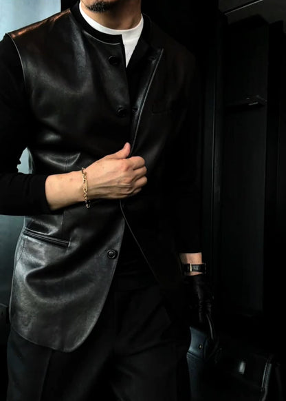 Men's Autumn Versatile Crew Neck Sleeveless Sheepskin Jacket