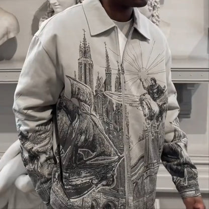 Casual Textured Leather Jacket - Unisex