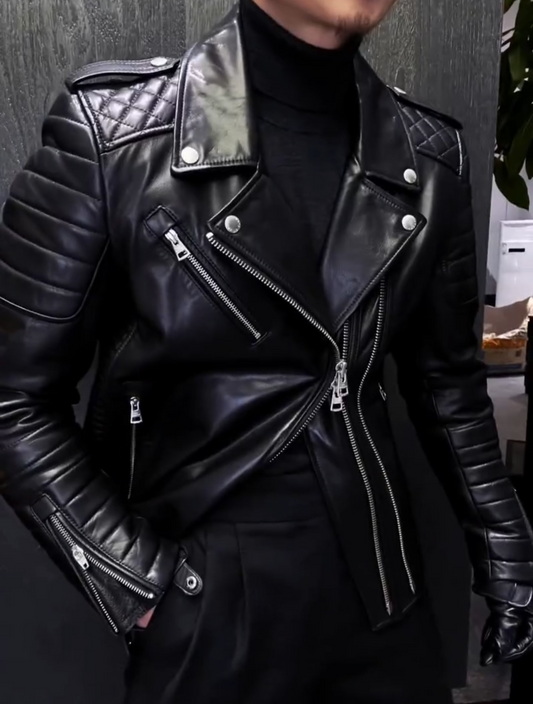 Men's Biker-Style Leather Jacket
