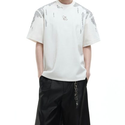 Men's Irregular Sequin Metallic Gold Short-Sleeve Top