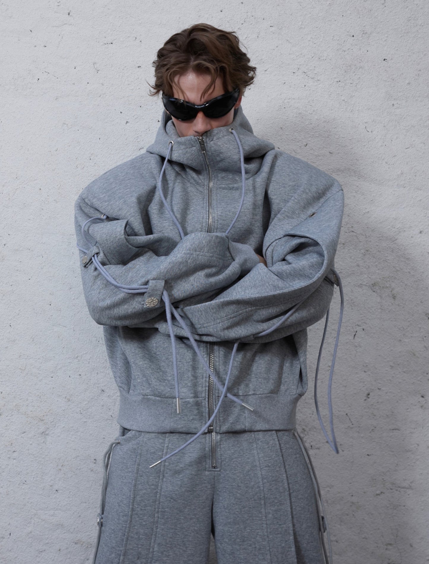 Men's Niche Design Casual Set with Drawstrings & Tie Straps