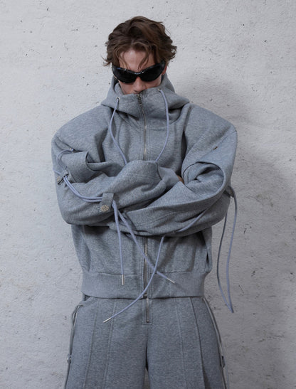 Men's Niche Design Casual Set with Drawstrings & Tie Straps