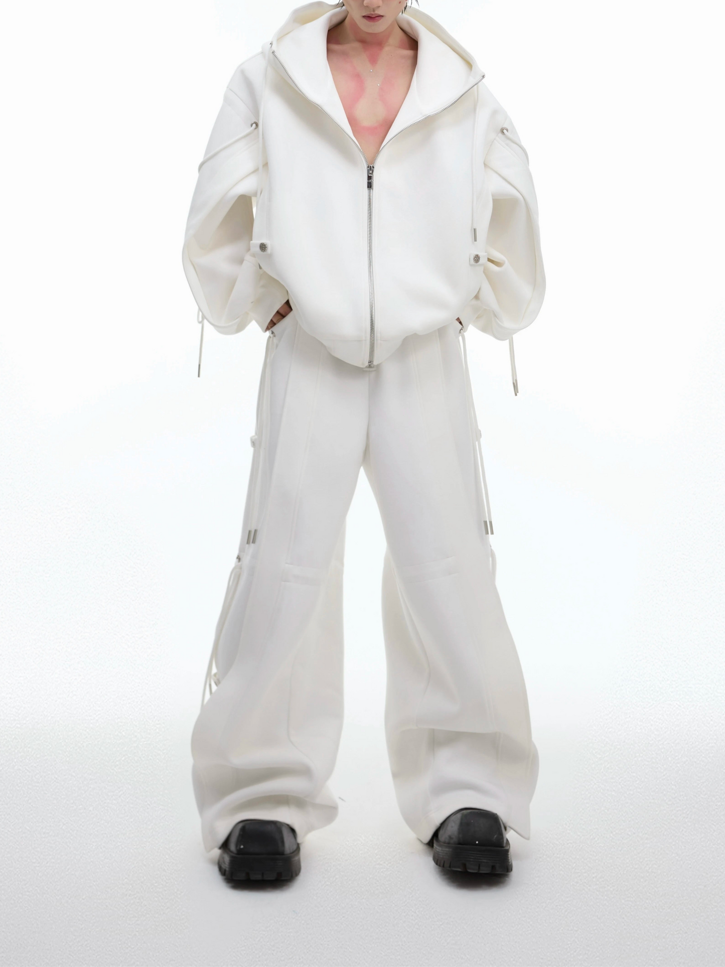 Men's Niche Design Casual Set with Drawstrings & Tie Straps