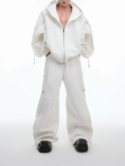 Men's Niche Design Casual Set with Drawstrings & Tie Straps