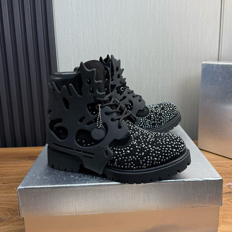 Pearl and Rhinestone Fashion Ankle Boots