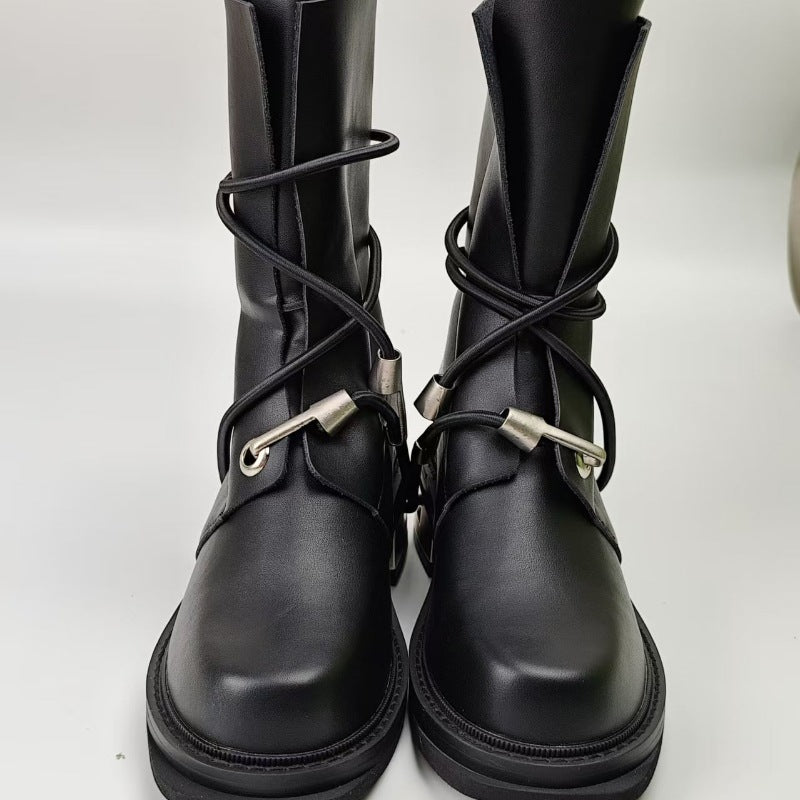 Men’s Martin Boots with Metal-Reinforced Heel and Rope Laces