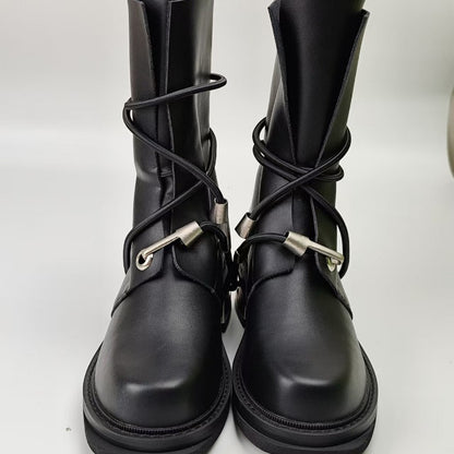 Men’s Martin Boots with Metal-Reinforced Heel and Rope Laces