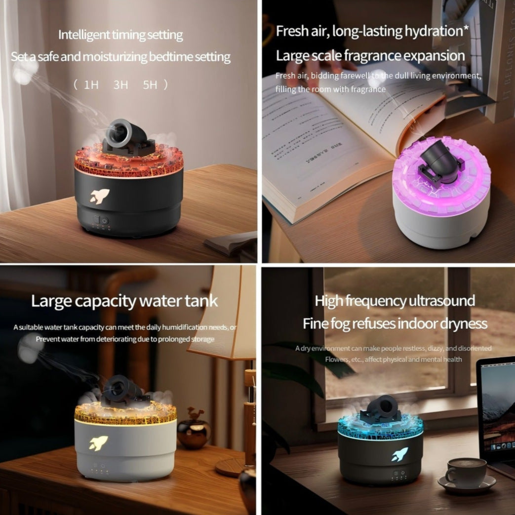 Atmospheric Cannon-Shaped Night Light Humidifier Diffuser