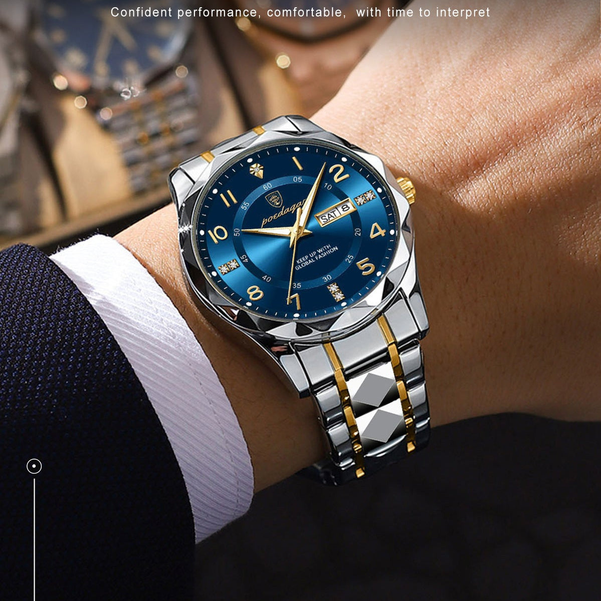 Men’s Sapphire Crystal Diamond-Inlaid Business Watch